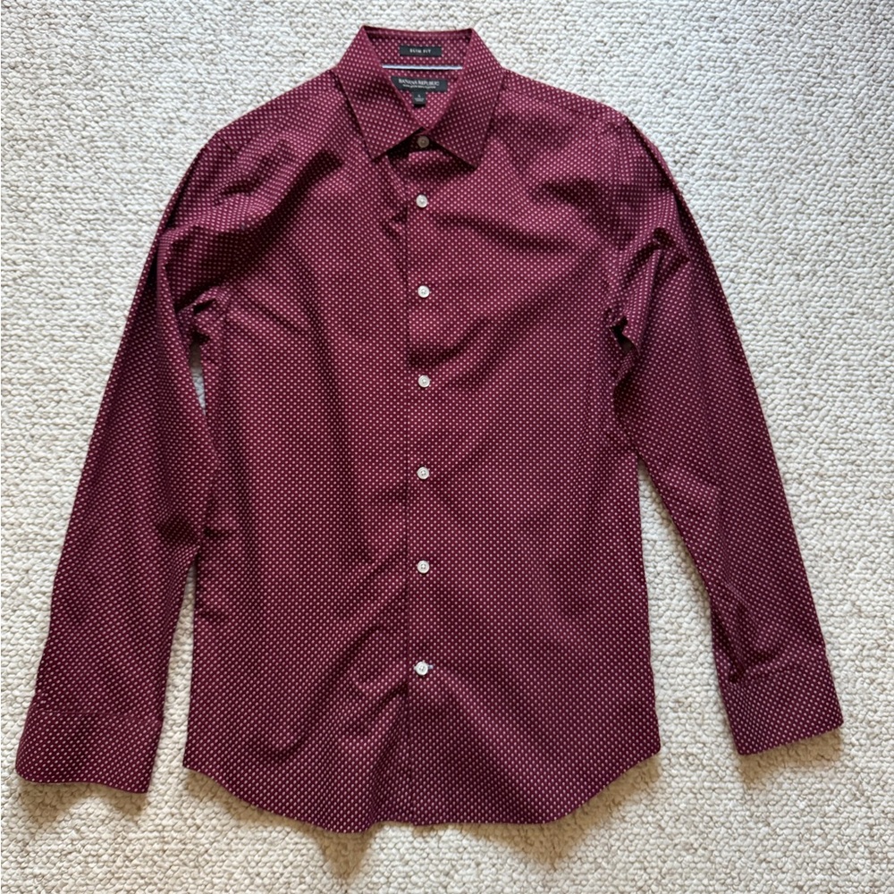Banana Republic Men’s Grant Slim Fit Dress Shirt - Small - Red